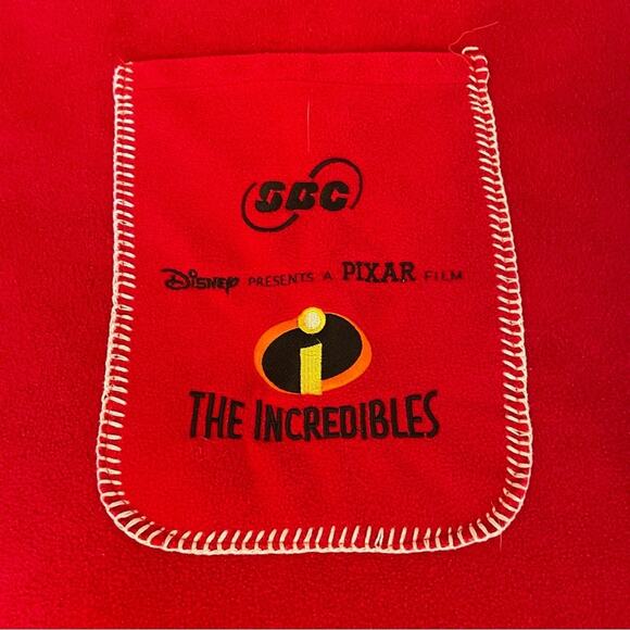 Disney Pixar throw blanket fleece THE Incredibles SDC red orange white - Picture 2 of 4